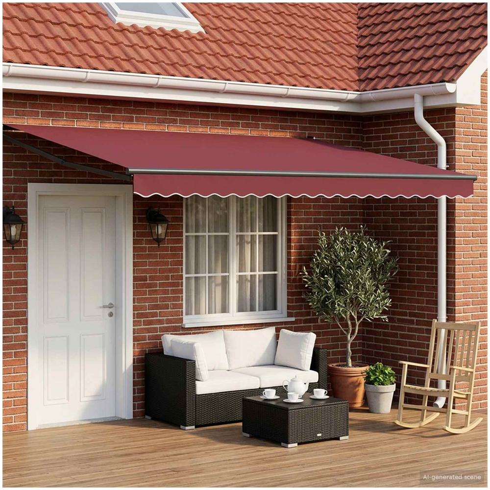 Tenda retrattile manuale con LED Rosso Borgogna 4 × 3 m - Foto 2