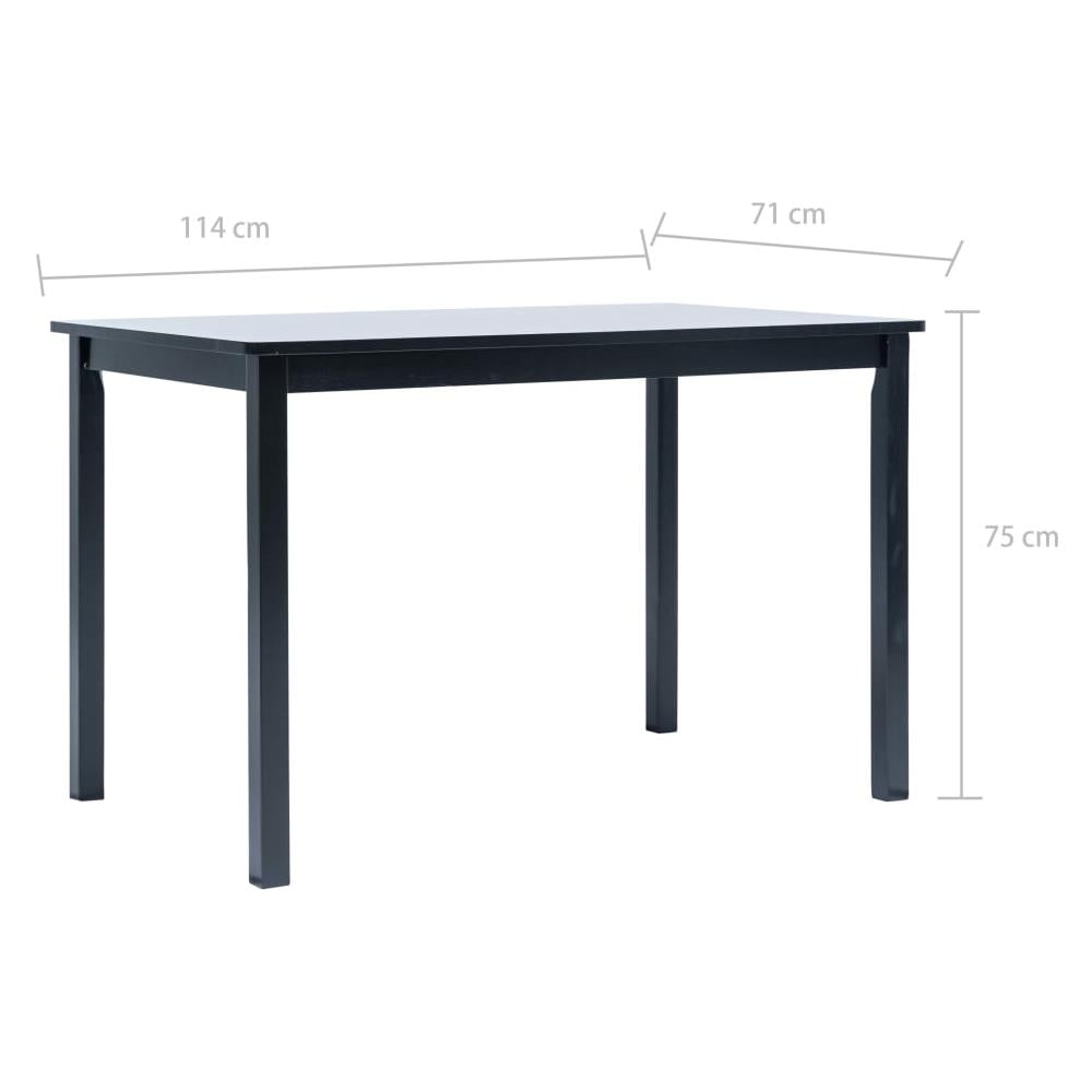 Tavolo Da Pranzo Nero 114x71x75cm In Legno Massello Di Hevea - Foto 6