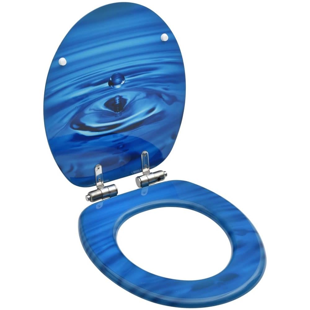 Tavoletta Wc Coperchio Chiusura Morbida Mdf Blu Goccia D'acqua - Foto 1