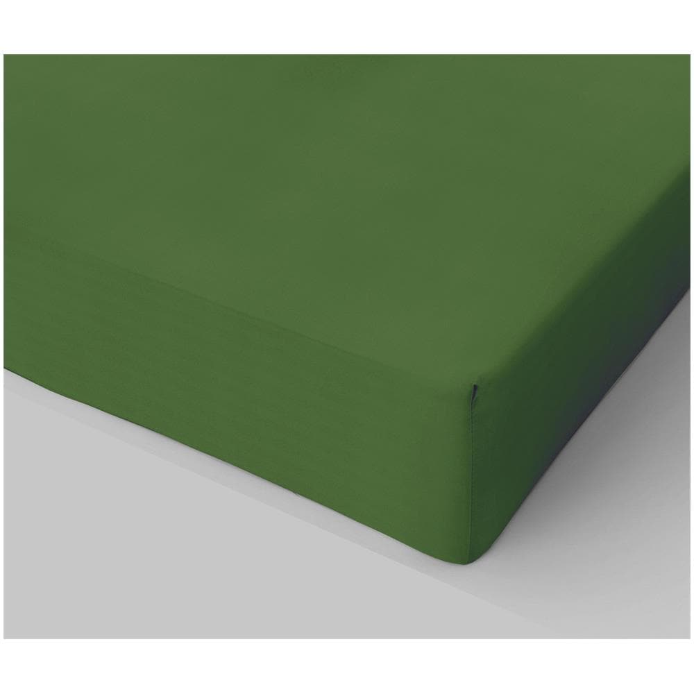 Lenzuolo Sotto Con Angoli In Cotone Con Elastico Made In Italy Due Piazze Matrimoniale 180x200 Cm - Verde - Foto 1