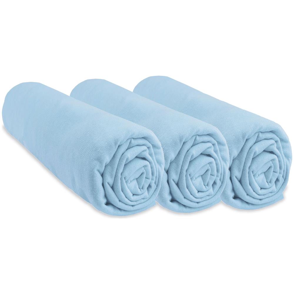 Set Di 3 Lenzuola Con Angoli In Jersey Di Cotone 100% - 50x100cm - Celeste - Foto 1