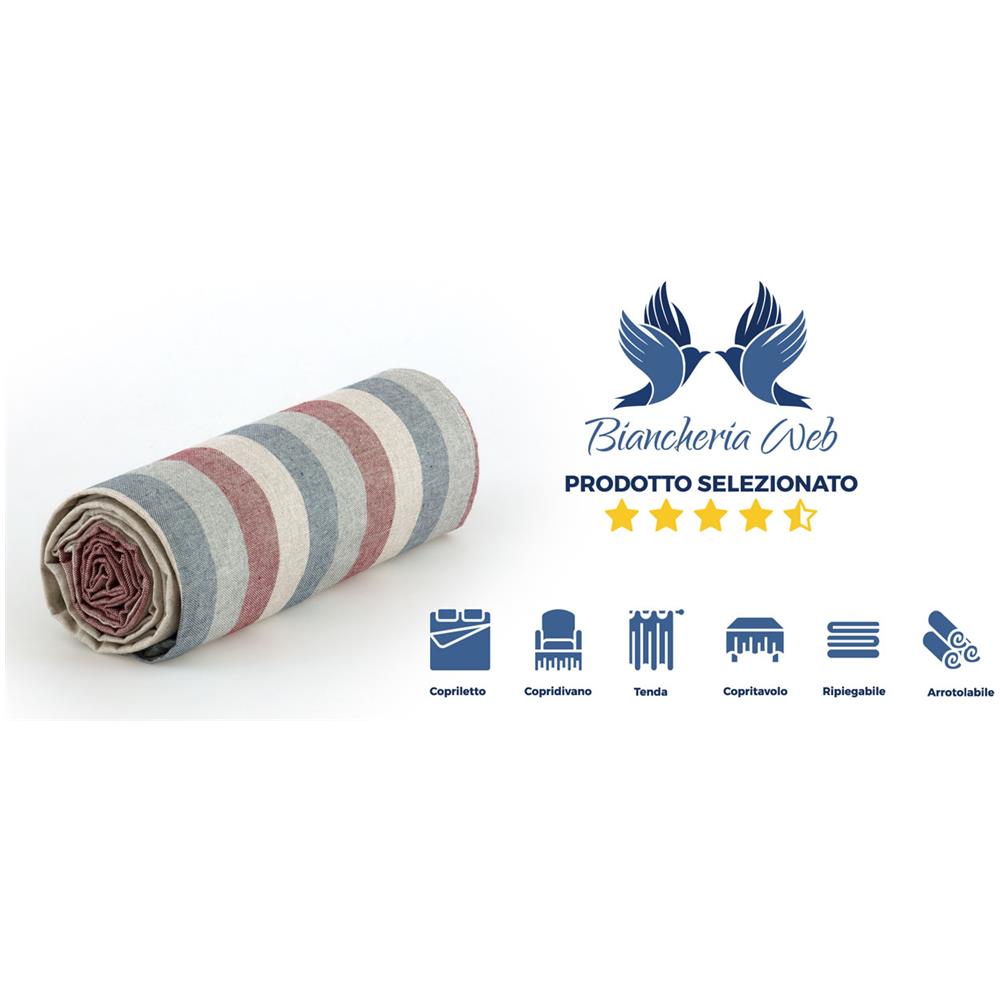 Telo Arredo Granfoulard Copritutto Cotone Made Italy Vari Disegni Arredatutto Copriletto Multiuso 1 Piazza Riga 9 Multicolor - Foto 2