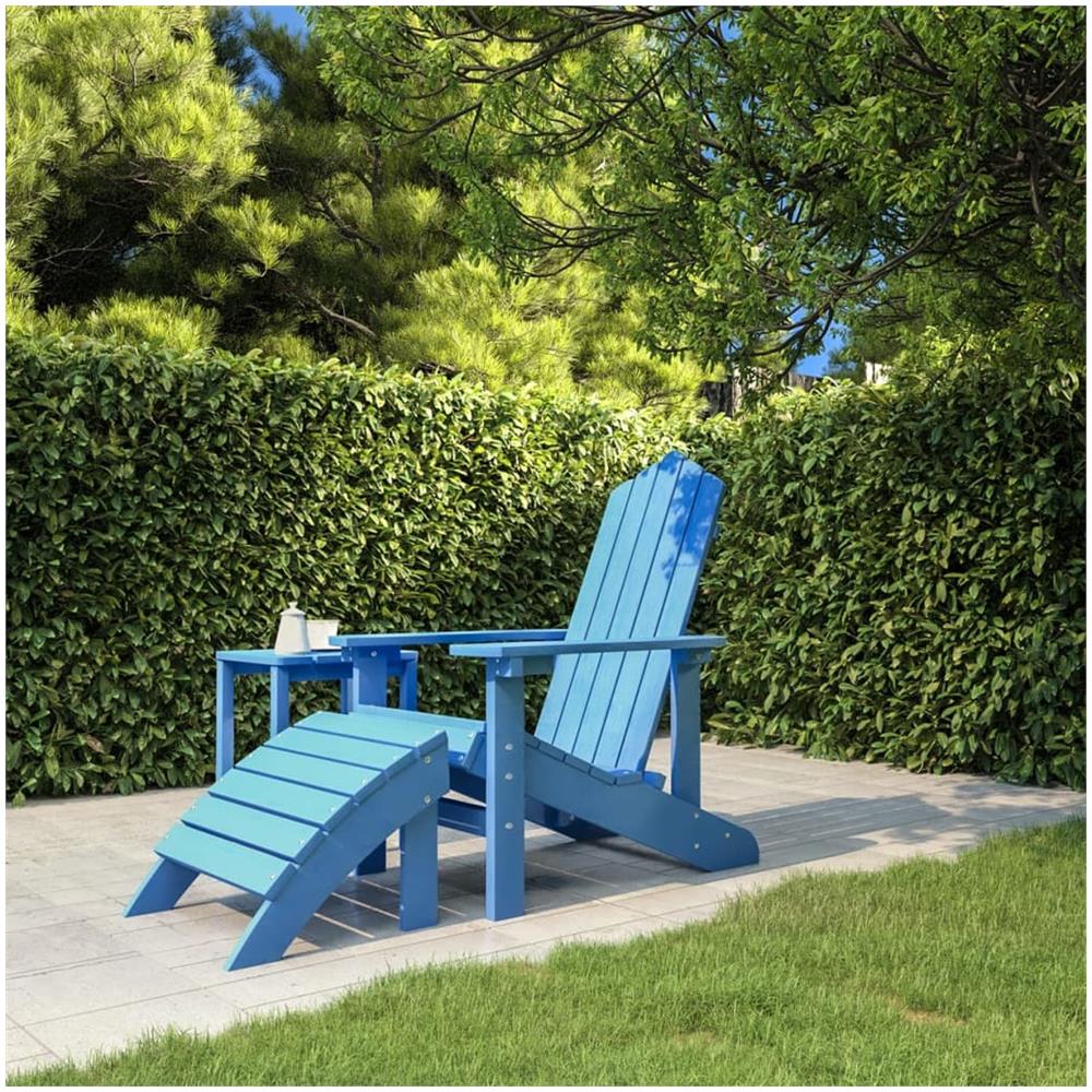 Sedia da Giardino Adirondack con Poggiapiedi Blu Acqua in HDPE - Foto 1