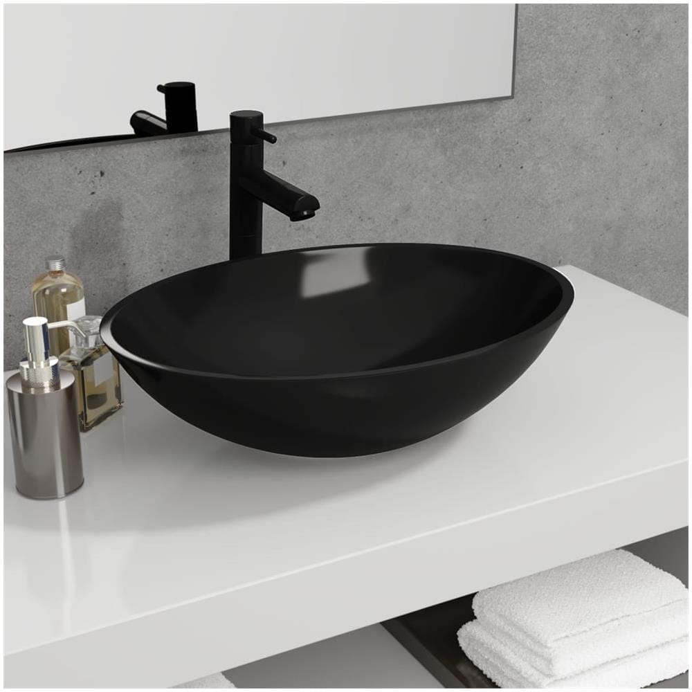 Lavandino In Vetro 50x37x14 Cm Nero - Foto 1