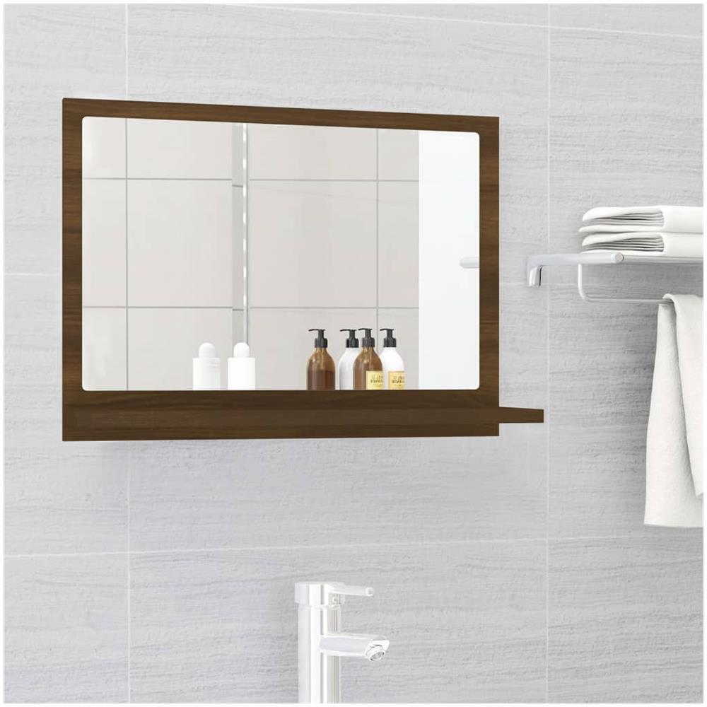 Specchio Da Bagno Rovere Marrone 60x10,5x37cm Legno Multistrato - Foto 1