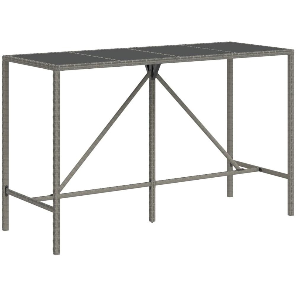 Tavolo Da Bar Con Piano In Vetro Grigio 180x70x110cm Polyrattan - Foto 2