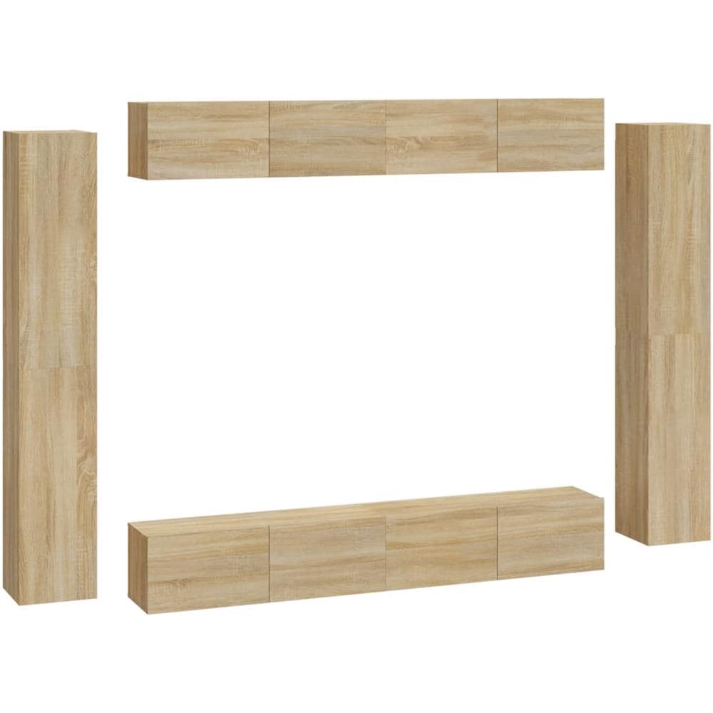 Set Mobili Porta Tv 8pz Rovere Sonoma In Legno Multistrato - Foto 2