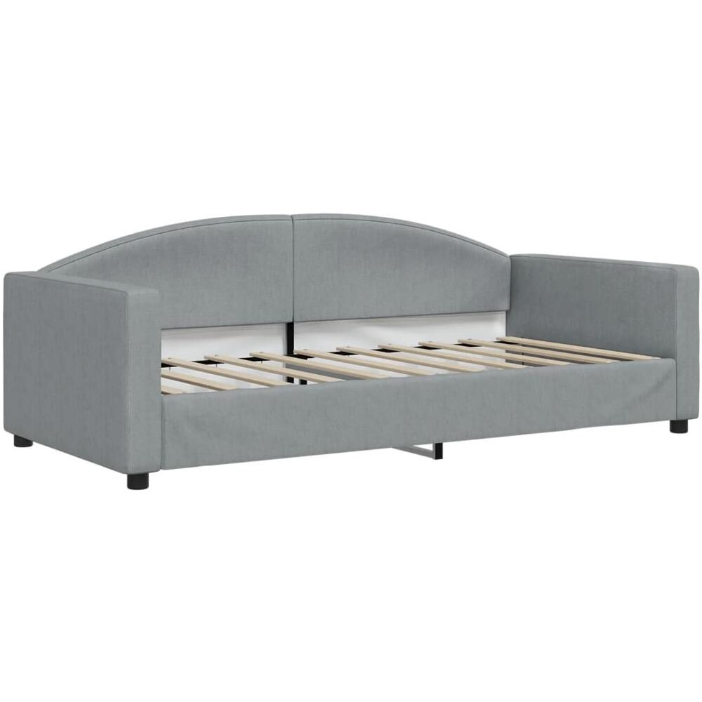 Letto Da Giorno Grigio Chiaro 90x190 Cm In Tessuto - Foto 2