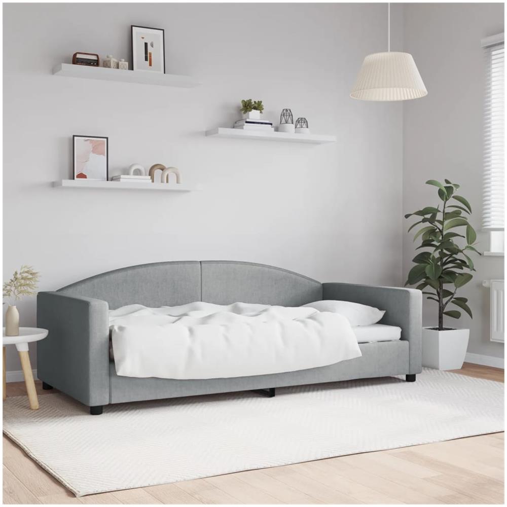 Letto Da Giorno Grigio Chiaro 90x190 Cm In Tessuto - Foto 1