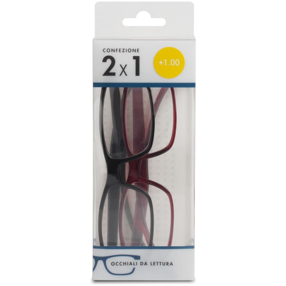 PR14A200 occhiali di moda Unisex Rettangolo Montatura piena Nero, Rosso - Foto 1