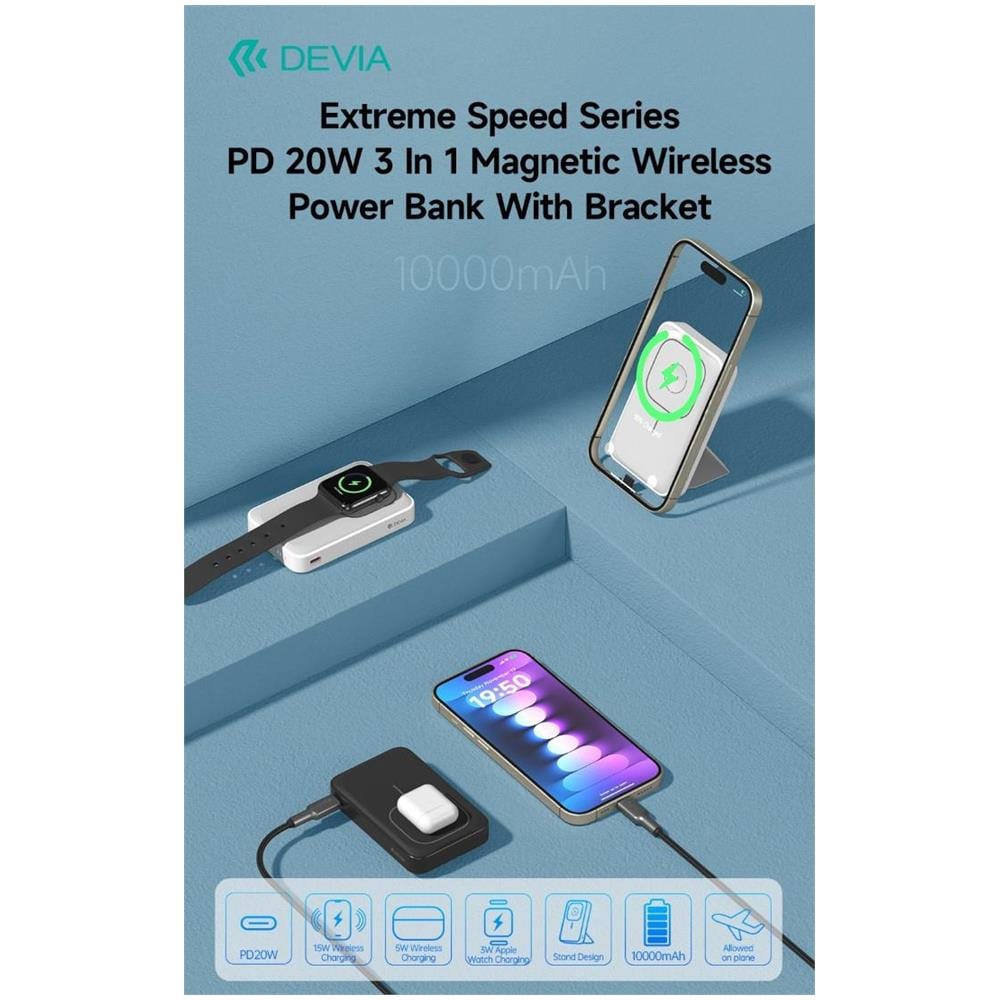 Power bank Magnetico con supporto anche per Apple Watch 20W 10.000 mAh Bianco - Foto 2