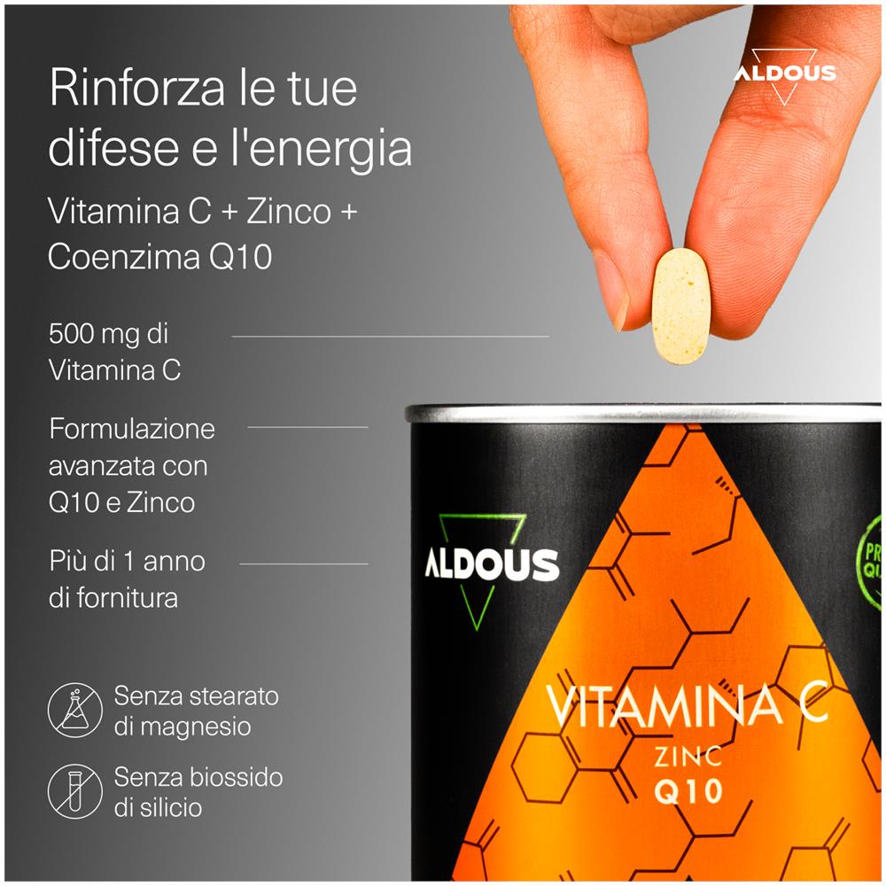Vitamina C con zinco e coenzima Q10 Aldous | 400 compresse - Foto 2
