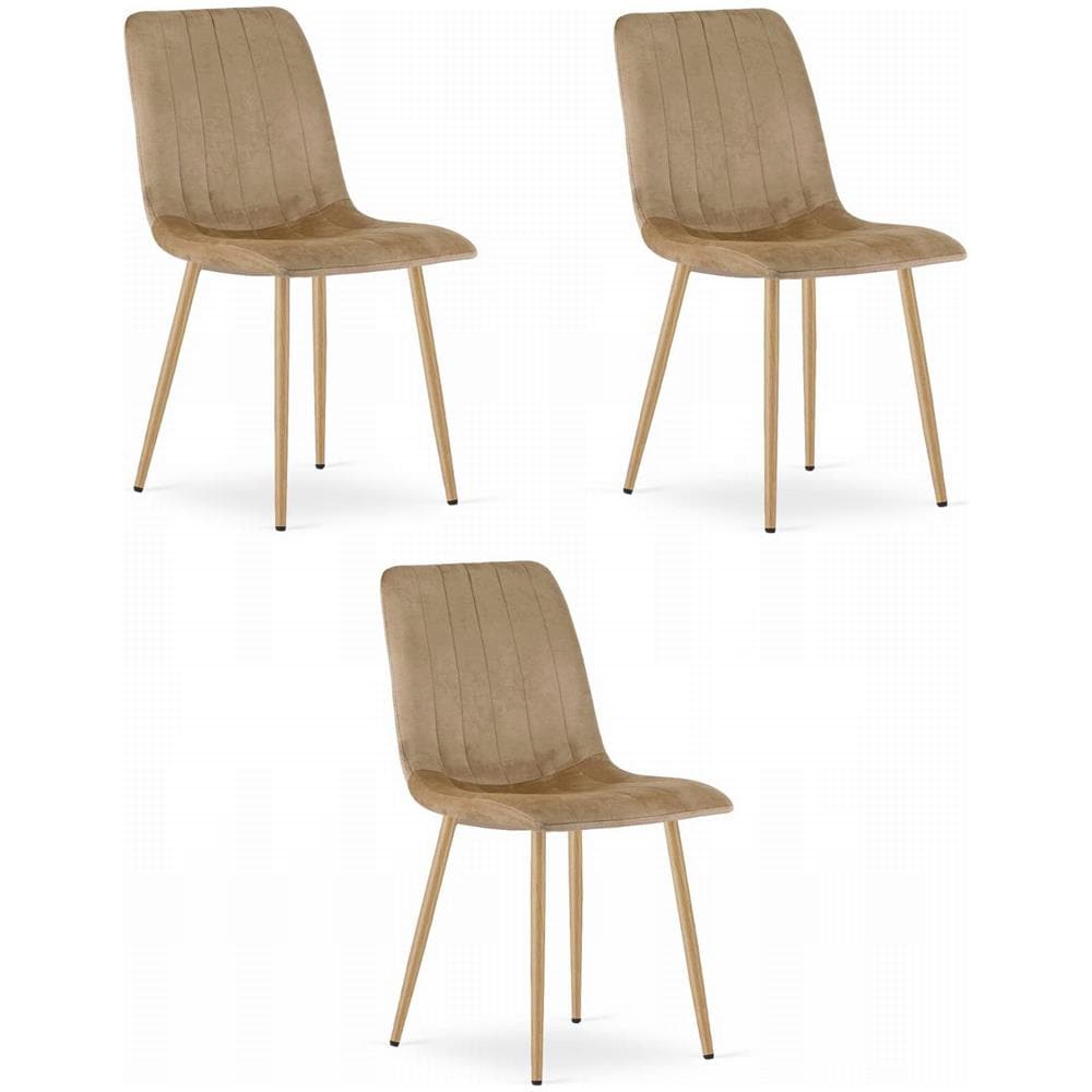 Sedia JEWA - Moderna in velluto marrone con gambe in legno x 3 - Foto 1