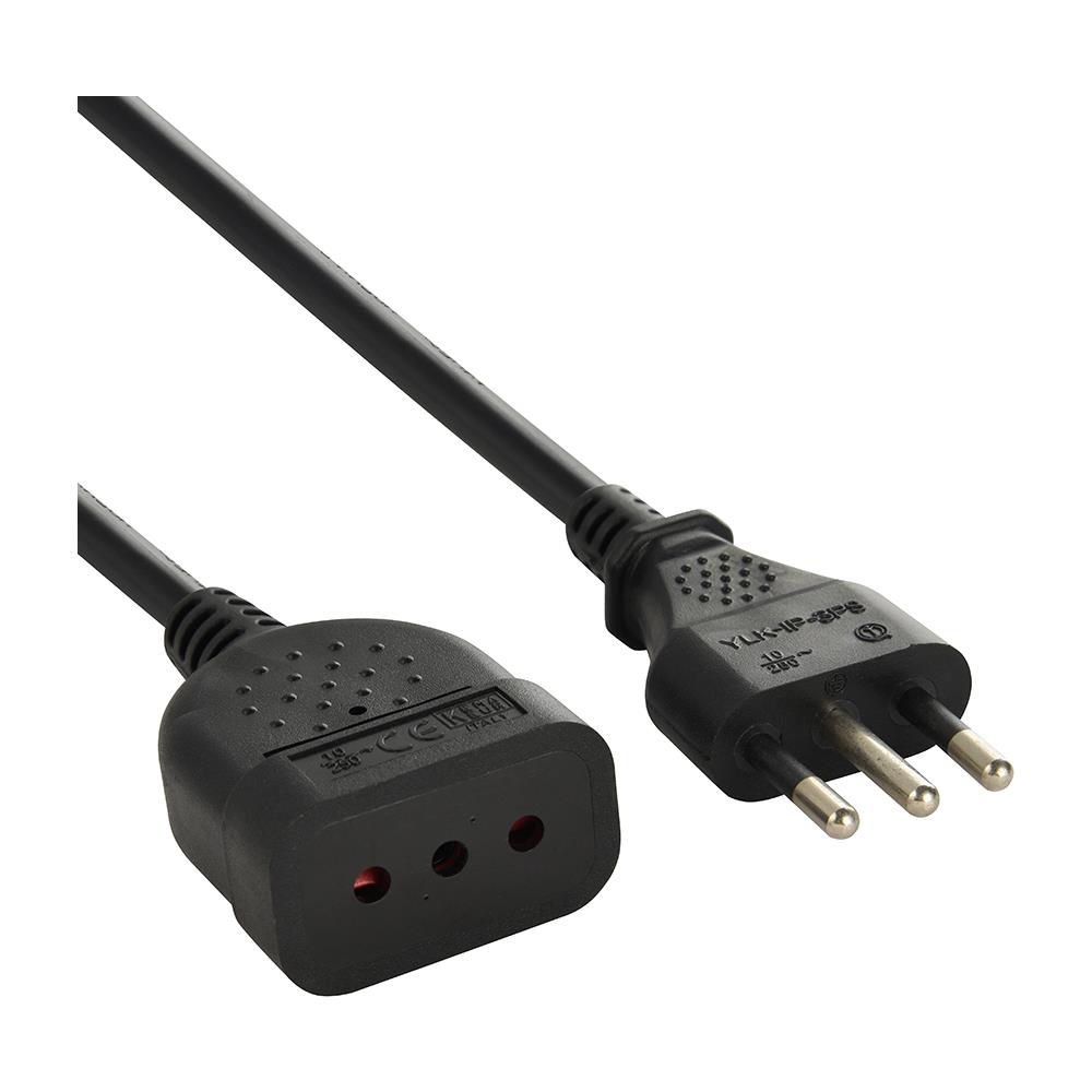 46119 Prolunga 3 Mt Spina E Presa Piccola 10a, Nero - Sezione Cavo 3g1 Mm² - Foto 1