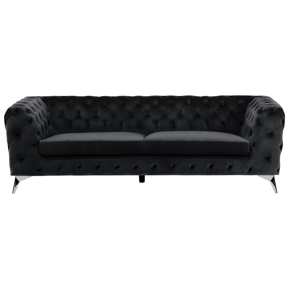 Divano A 3 Posti In Tessuto Nero Sotra - Foto 1