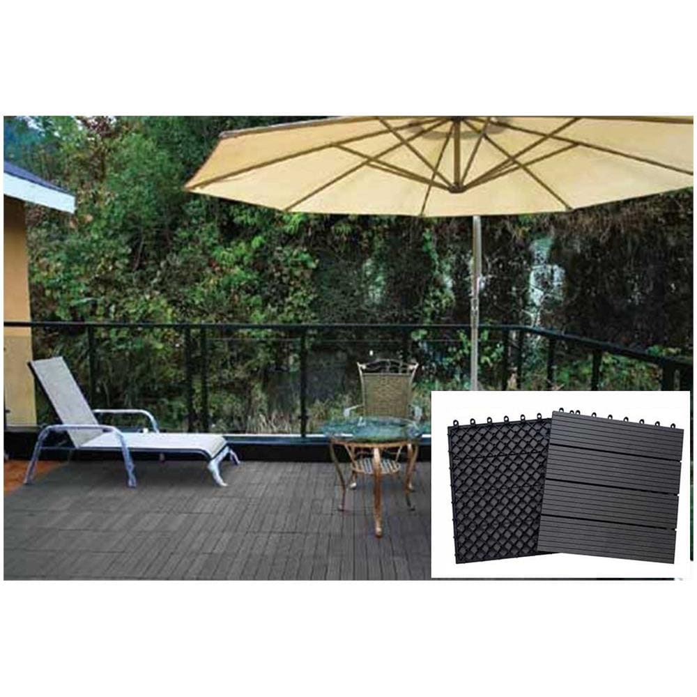 Pavimento 10pz Piastrella Poli-wood Supporto Resina 31x31 Antracite - Foto 1