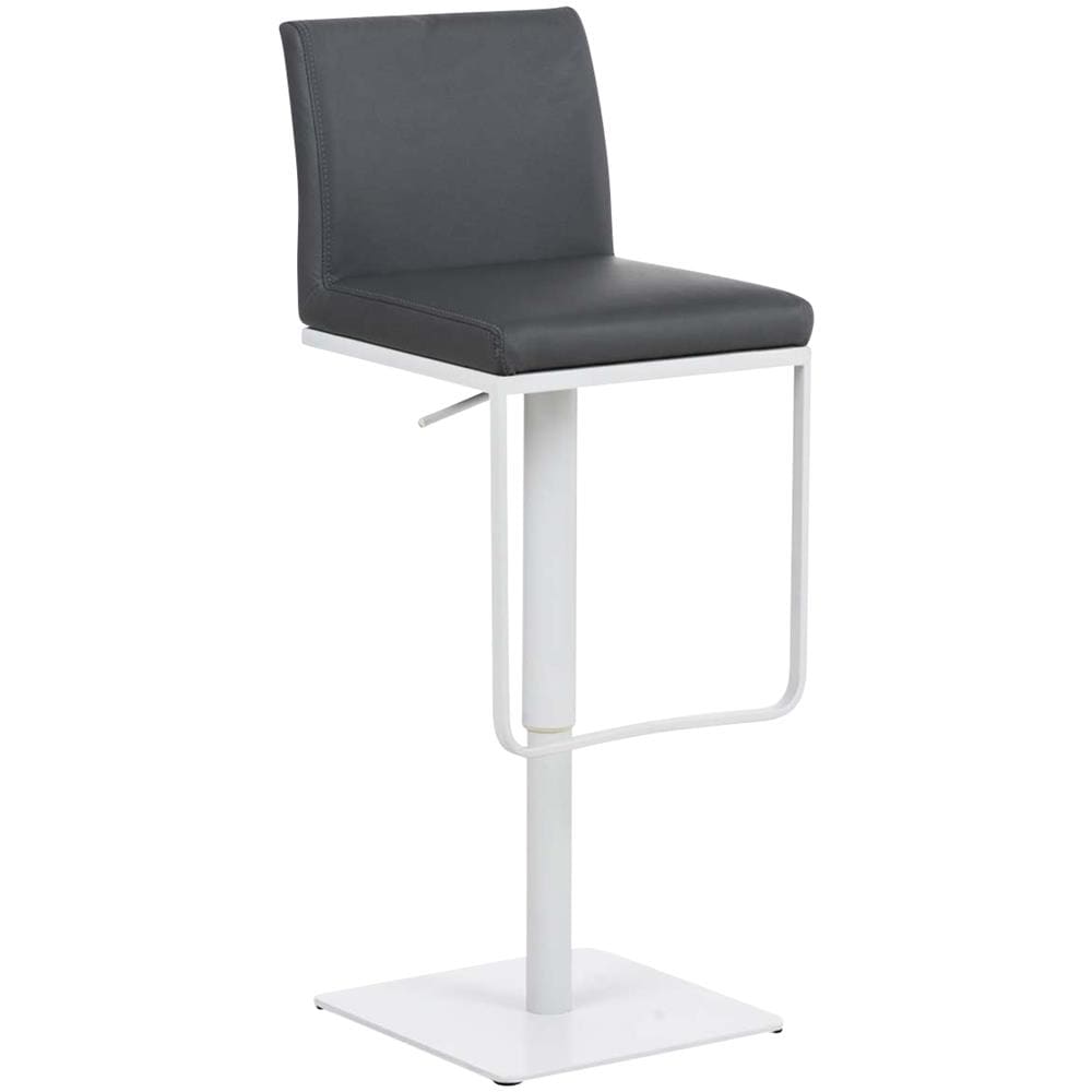 Sgabello Bar Panama in Similpelle E Metallo I Sgabello Alto Girevole E Regolabile 58-82 CM I Sedia Cucina Moderna Grigio Metallo Bianco Opaco - Foto 1