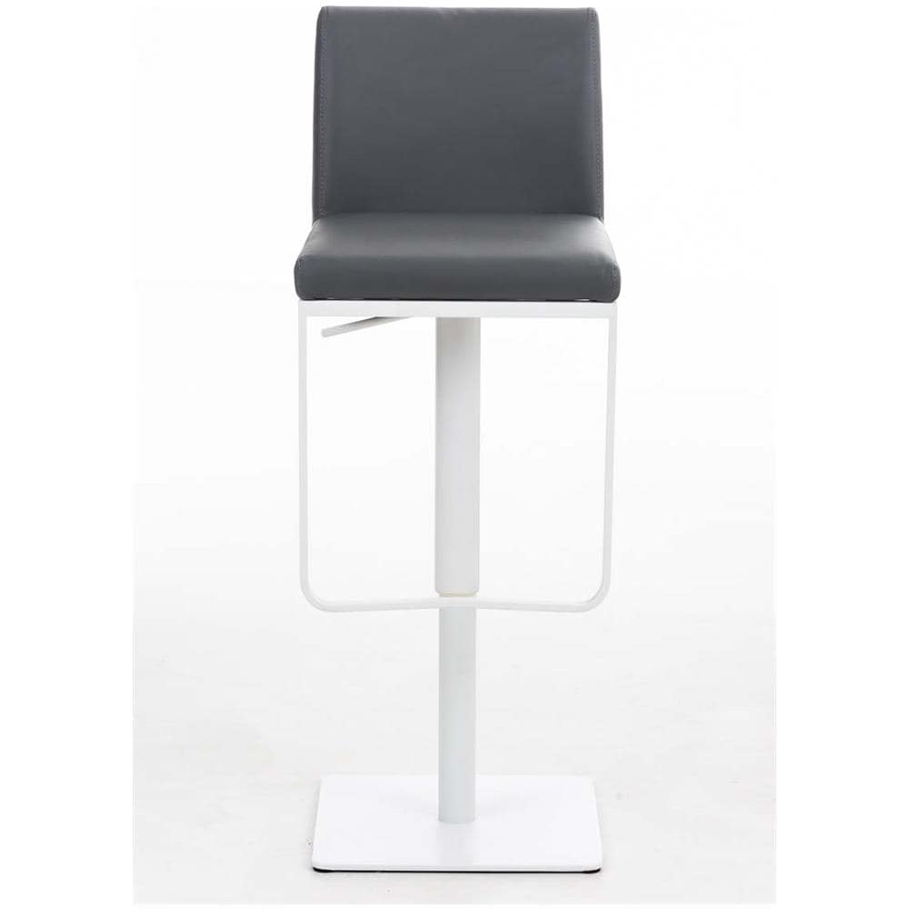 Sgabello Bar Panama in Similpelle E Metallo I Sgabello Alto Girevole E Regolabile 58-82 CM I Sedia Cucina Moderna Grigio Metallo Bianco Opaco - Foto 2