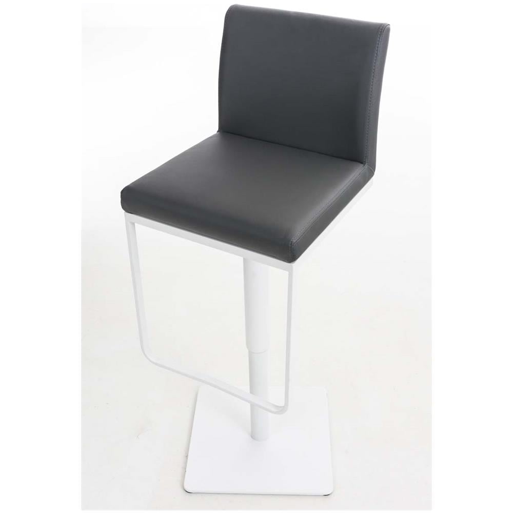 Sgabello Bar Panama in Similpelle E Metallo I Sgabello Alto Girevole E Regolabile 58-82 CM I Sedia Cucina Moderna Grigio Metallo Bianco Opaco - Foto 5