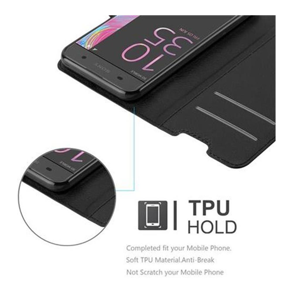Custodia Compatibile Con Sony Xperia Xa In Nero Carbone - Coperchio Protettiva Con Chiusura Magnetica, Funzione Stand E Tasca Per Le Carte - Foto 6