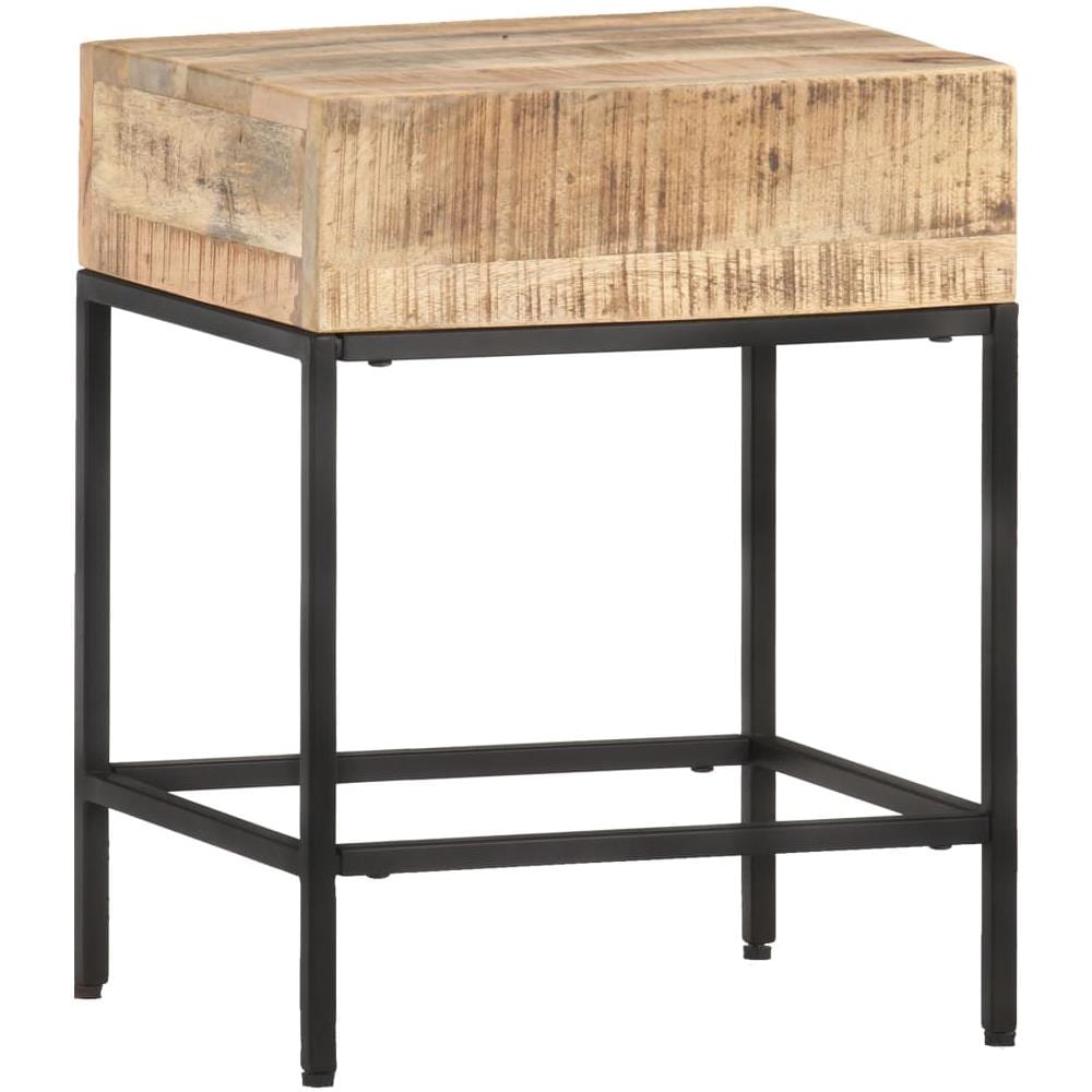 Tavolino 40x30x50 Cm In Legno Massello Di Mango Grezzo - Foto 8
