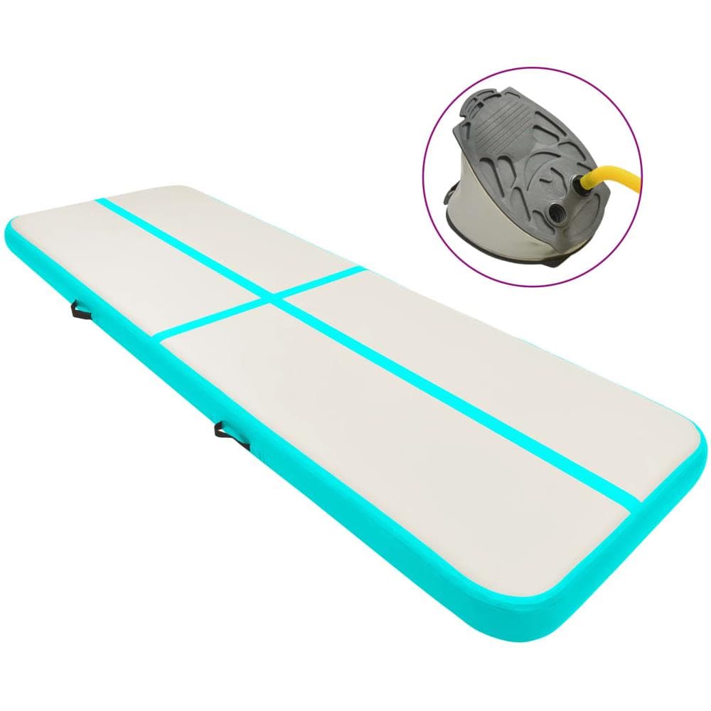 Tappetino Ginnastica Gonfiabile E Pompa 500x100x20 Cm Pvc Verde - Foto 1