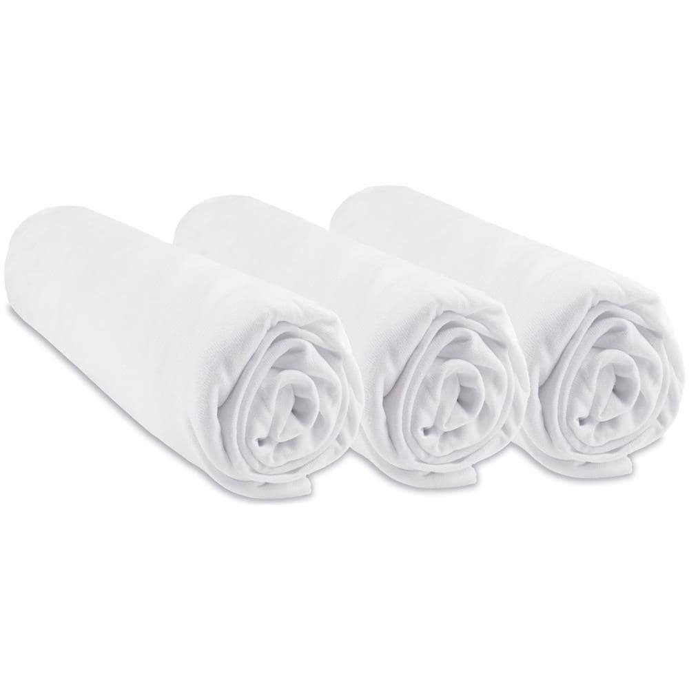 Set Di 3 Lenzuola Con Angoli In Jersey Di Cotone 100% - 50x100cm - Bianco - Foto 1