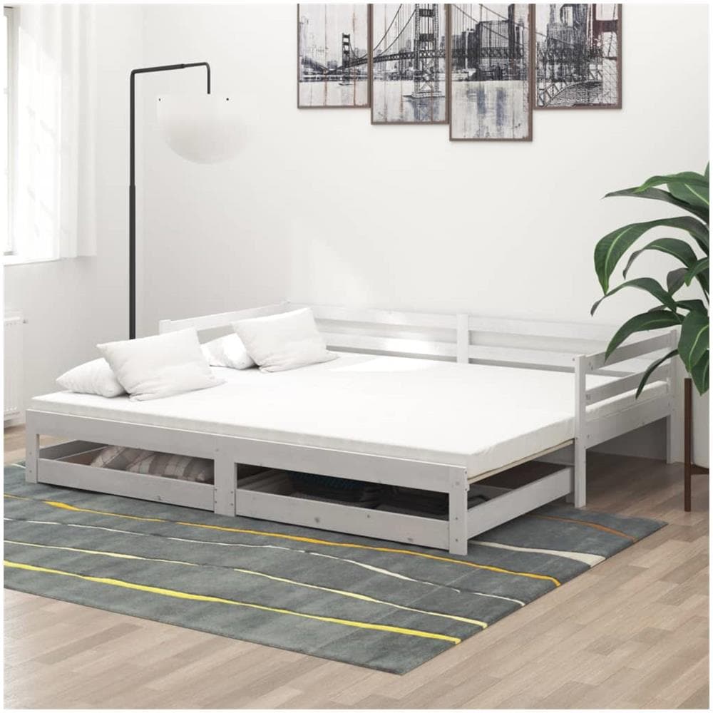 Dormeuse Estraibile 2x (90x200) Cm Bianca In Massello Di Pino - Foto 1