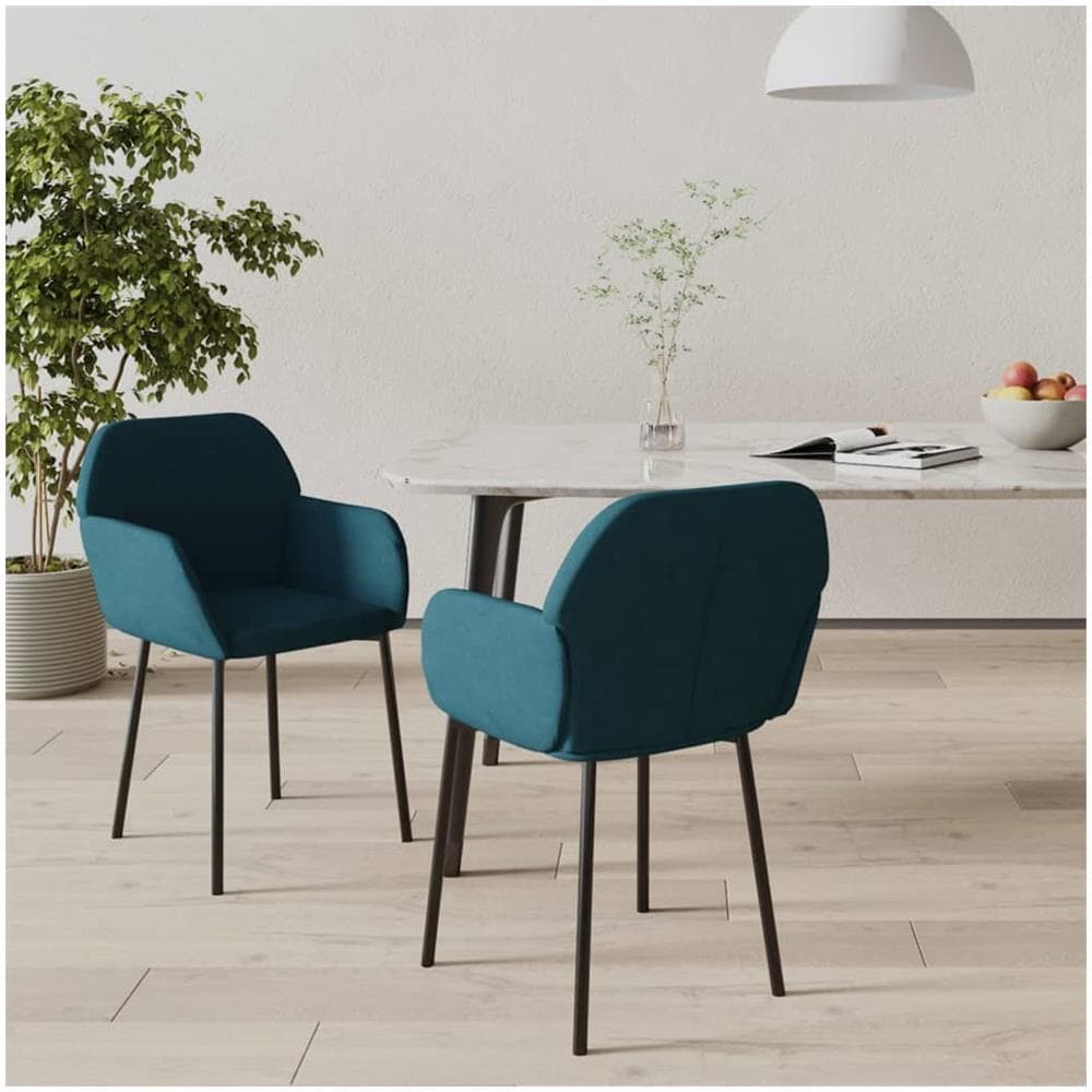 Sedie Da Pranzo 2 Pz Blu In Velluto - Foto 1