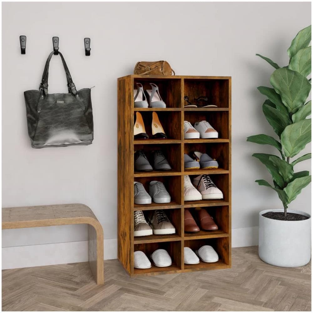 Scarpiera Rovere Fumo 54x34x100,5 Cm In Legno Multistrato - Foto 1