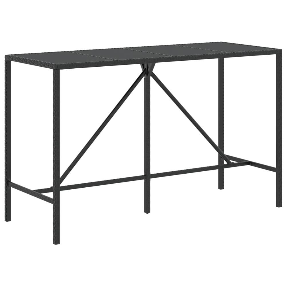 Tavolo Da Bar Con Piano In Vetro Nero 180x70x110 Cm Polyrattan - Foto 2