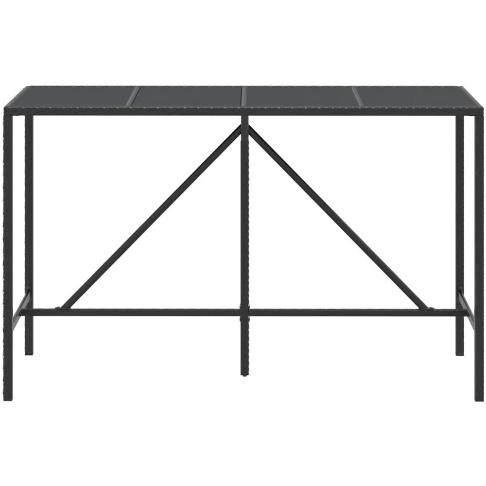 Tavolo Da Bar Con Piano In Vetro Nero 180x70x110 Cm Polyrattan - Foto 3