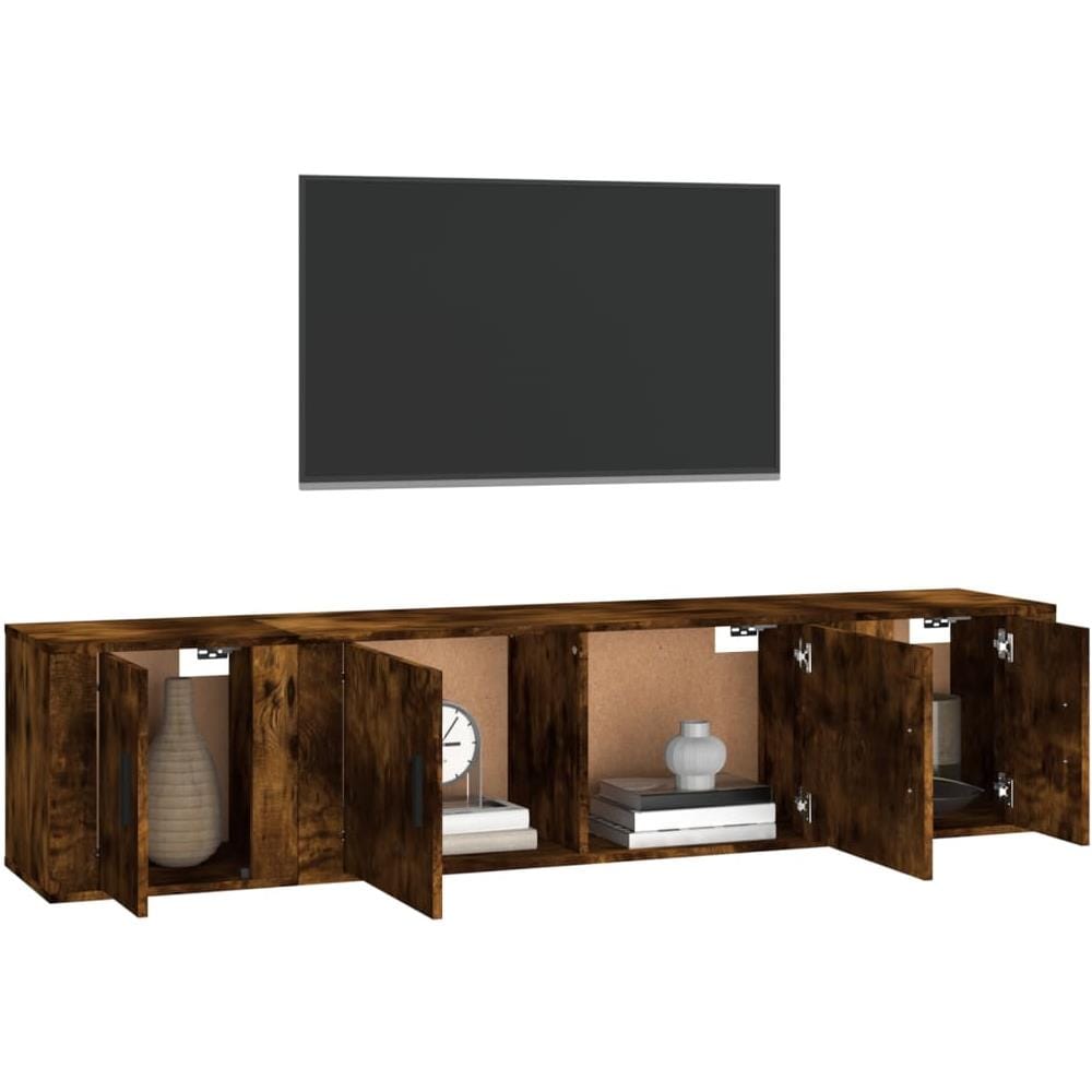 Set Mobili Porta Tv 3 Pz Rovere Fumo In Legno Multistrato - Foto 6