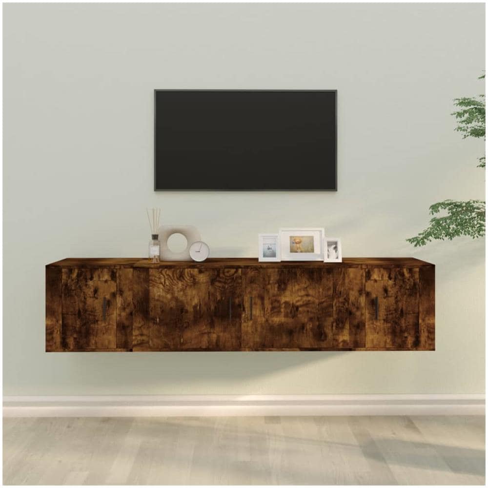 Set Mobili Porta Tv 3 Pz Rovere Fumo In Legno Multistrato - Foto 1