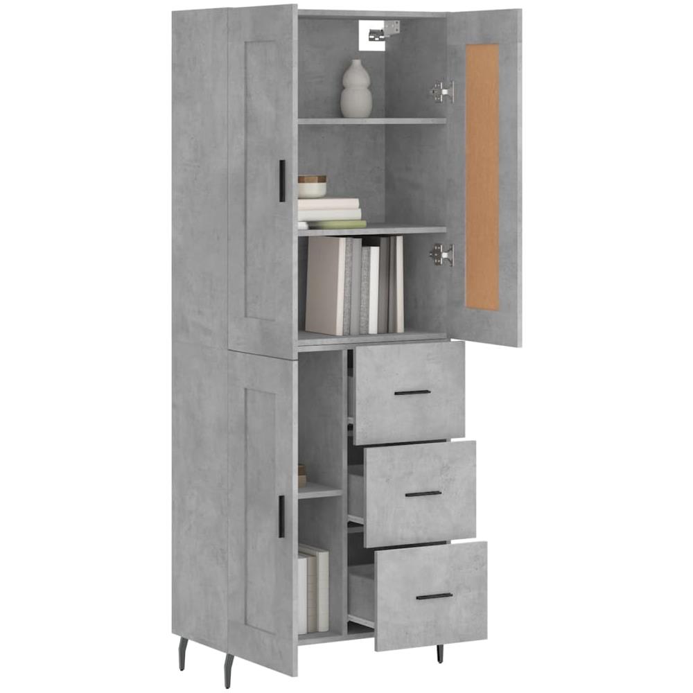 Credenza Grigio Cemento 69,5x34x180 Cm In Legno Multistrato - Foto 3