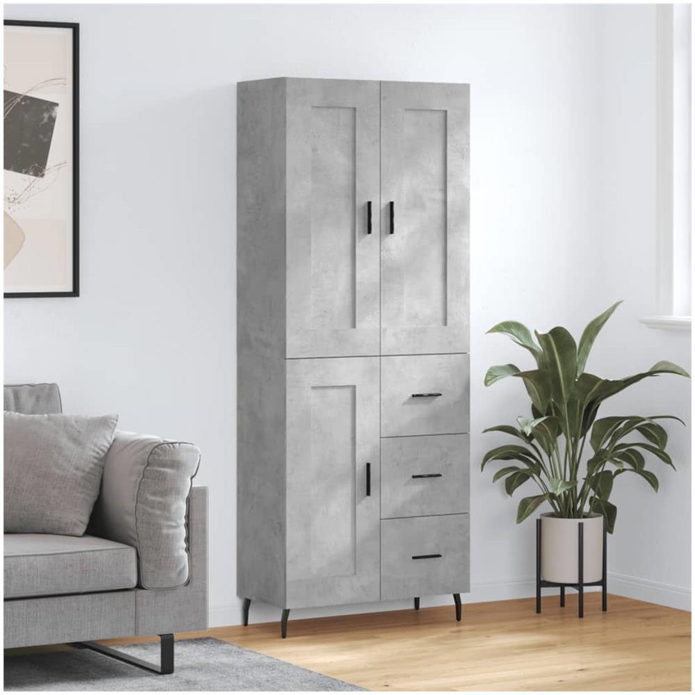 Credenza Grigio Cemento 69,5x34x180 Cm In Legno Multistrato - Foto 1