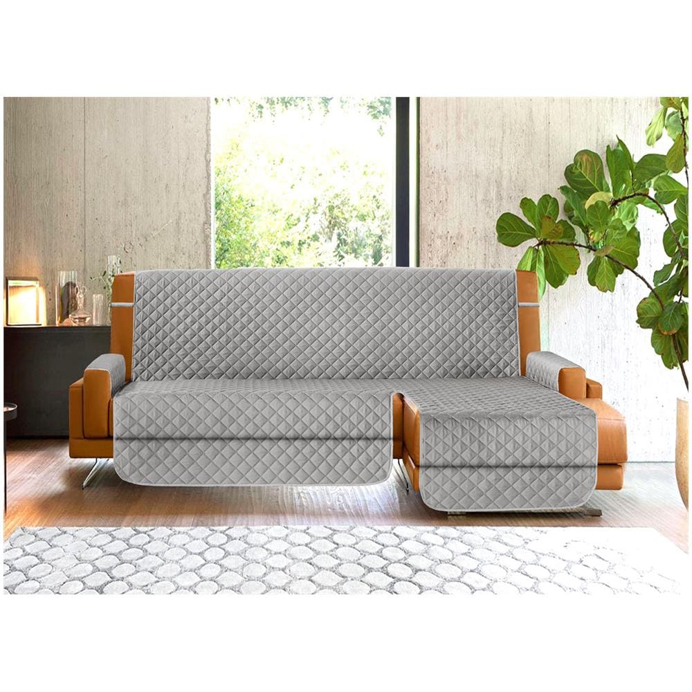 Copridivano Penisola Antimacchia Antiscivolo Trapuntato Imperiale Grigio 190 Destra - Foto 1