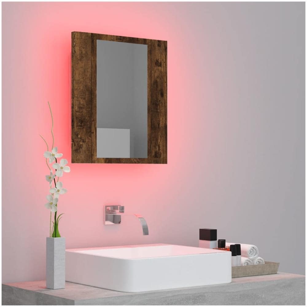 Mobile Bagno Specchio Led Rovere Fumo 40x12x45cm Multistrato - Foto 3