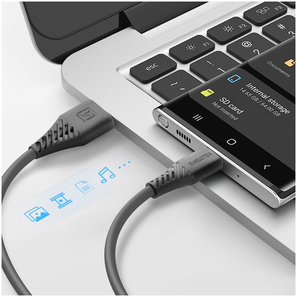 Cavo Usb-c Compatibile Smartphone E Tablet 60 W 3 A Silicone 1.5m, Nero - Foto 5