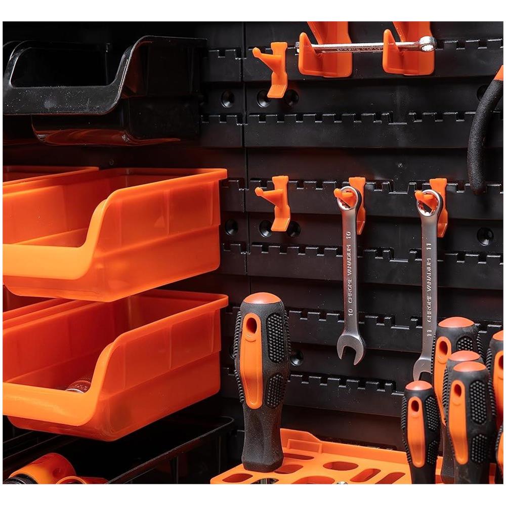 BLACK+DECKER Porta Attrezzi a Parete 43 Pz Organizer in Plastica Muro 98x23x43cm - Foto 4