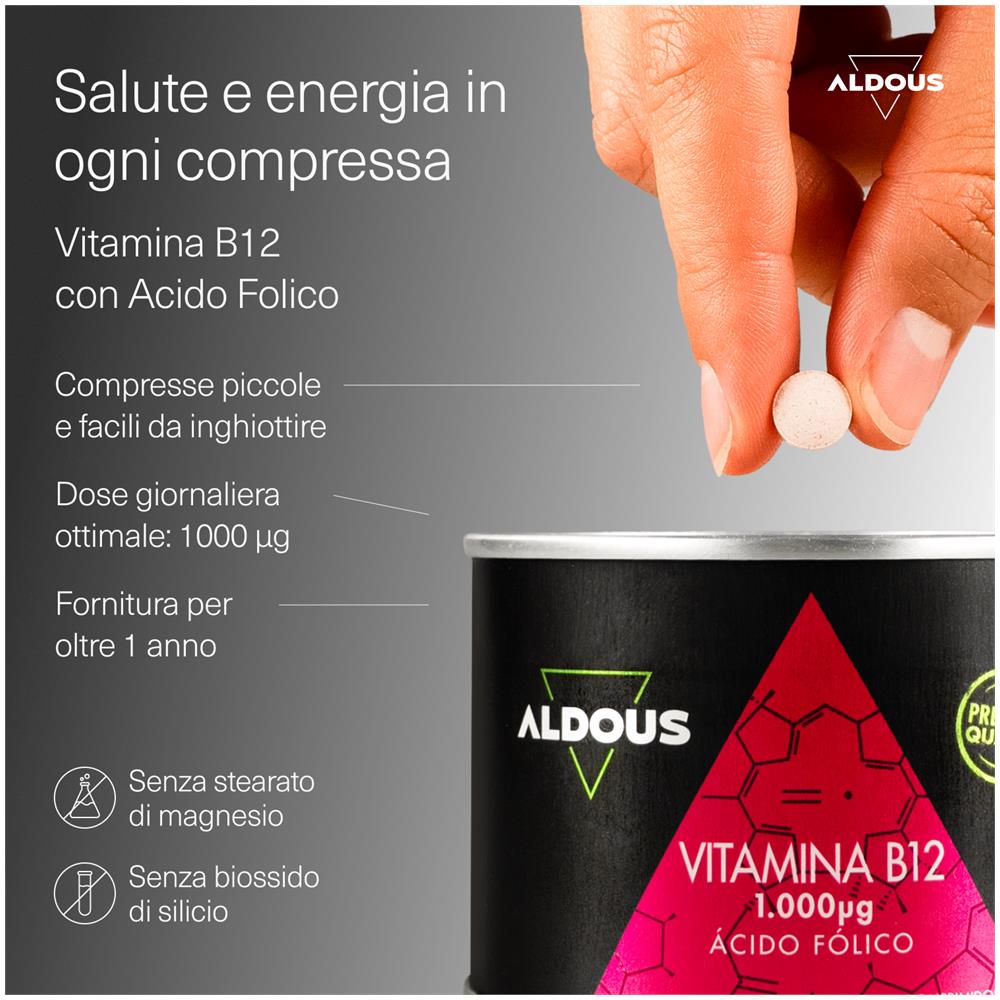 Vitamina B12 con acido folico Aldous | 400 compresse - Foto 2