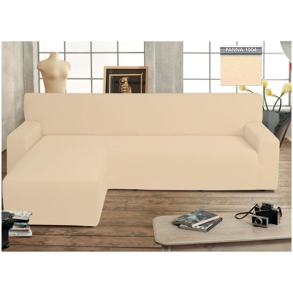 Copridivano Genius Con Penisola Chaise Longue Modello Swing Colore Panna Sinistra Panna - Foto 1