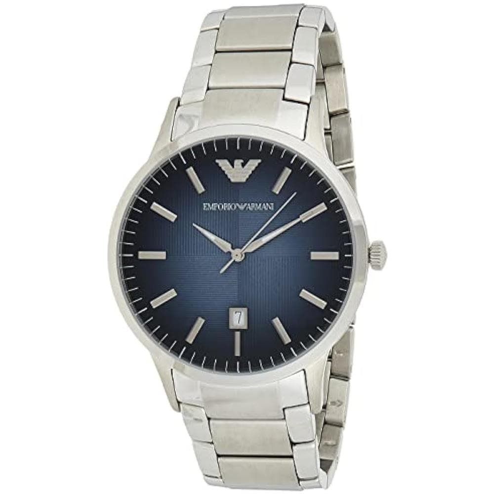 Orologio Uomo Emporio Armani Ar2472 - In Acciaio Color Argento E Cassa Color Blu Sfumata - Modello Classic - Foto 9