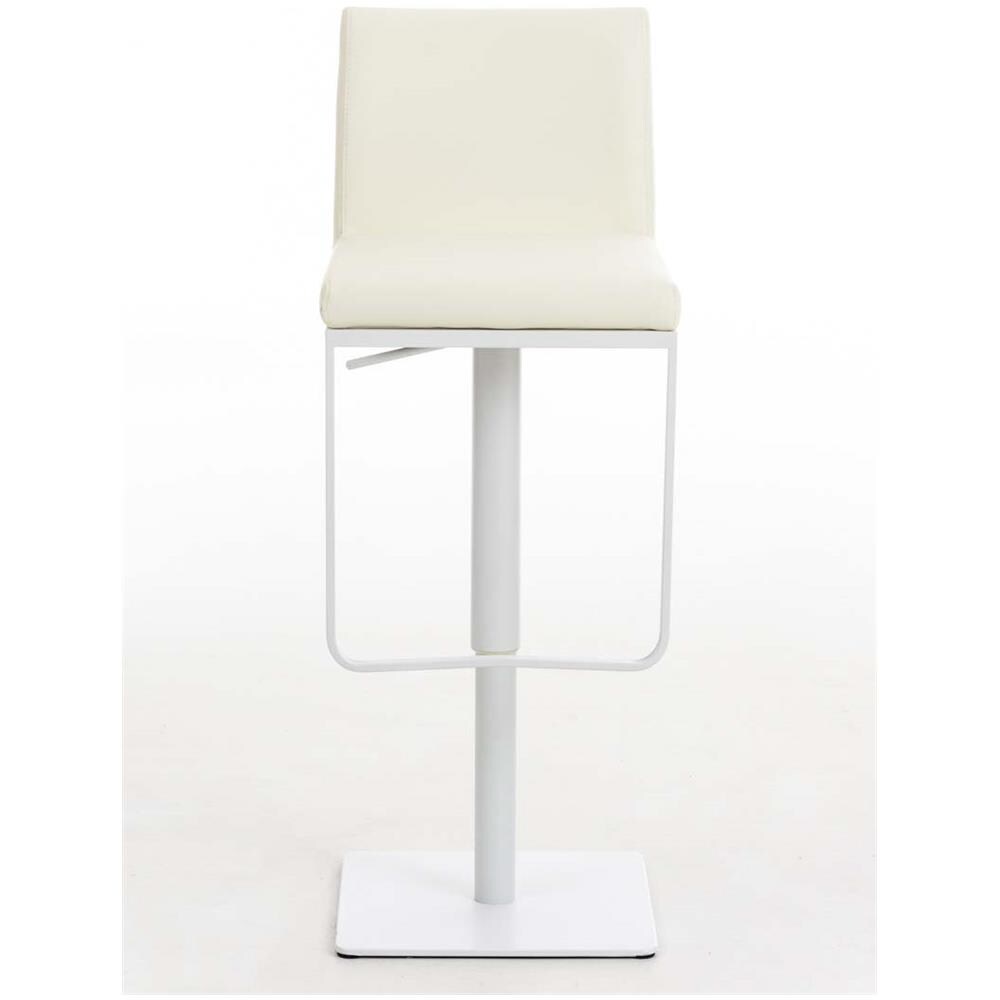 Sgabello Bar Panama in Similpelle E Metallo I Sgabello Alto Girevole E Regolabile 58-82 CM I Sedia Cucina Moderna Crema Metallo Bianco Opaco - Foto 2