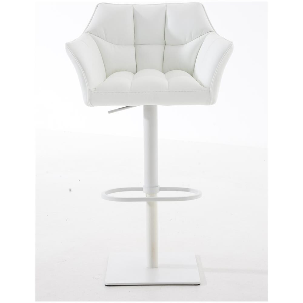 Sgabello Alto Regolabile Damaso in Similpelle I Sgabello Bancone con Braccioli E Schienale Imbottiti E Poggiapiedi, H 58-83 CM Bianco Bianco - Foto 2