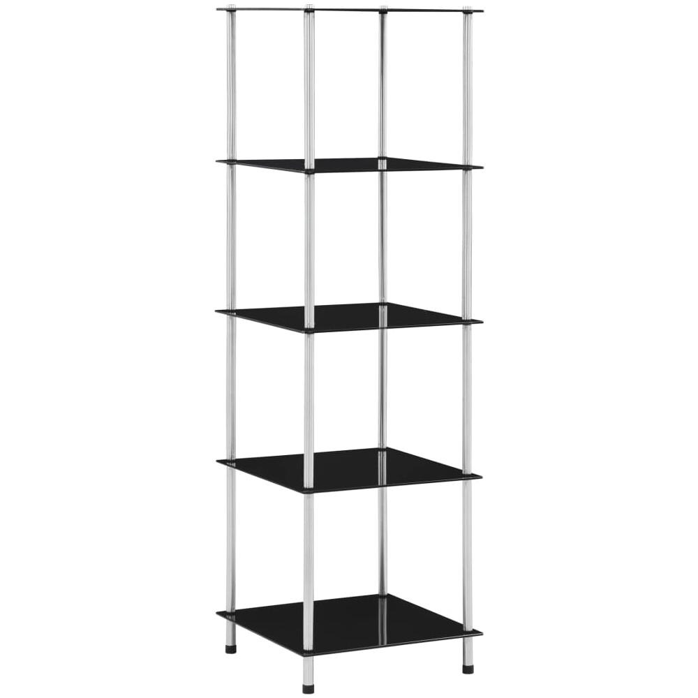 Scaffale a 5 Livelli Nero 40x40x130 cm in Vetro Temperato - Foto 1