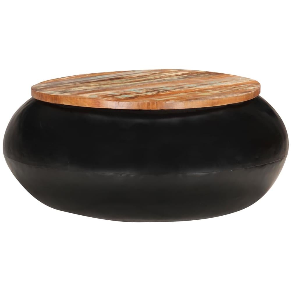 Tavolino Da Caff Nero 68x68x30 Cm Legno Massello Di Recupero - Foto 1