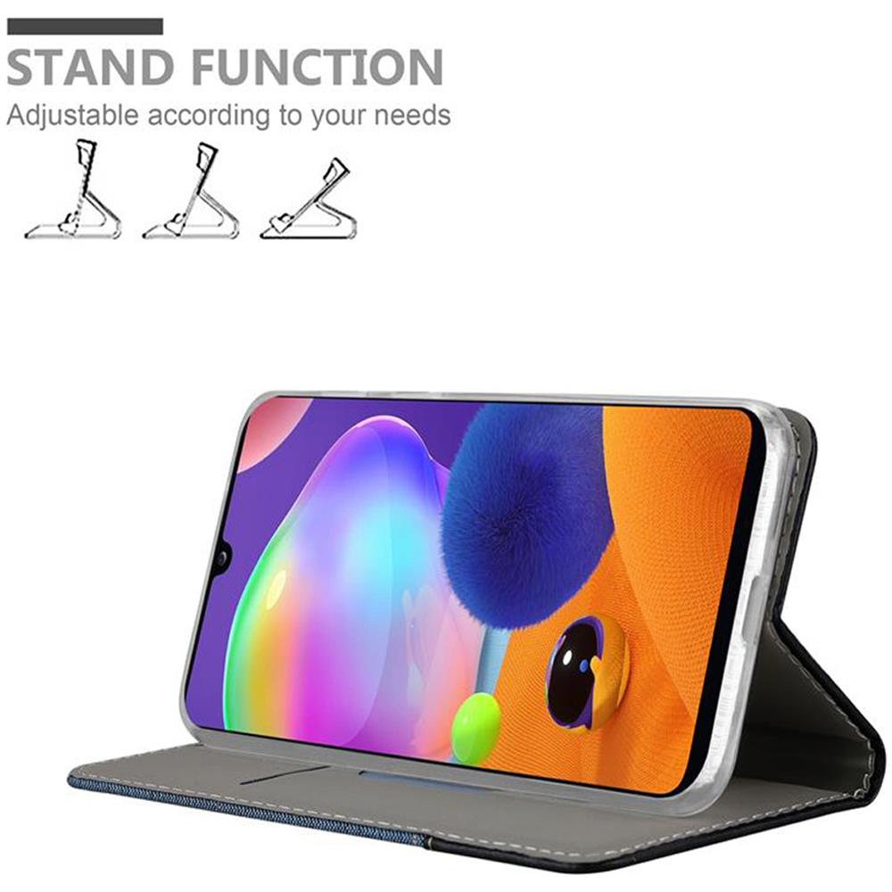 Custodia Compatibile Con Samsung Galaxy A31 In Blu Scuro Nero - Coperchio Protettiva Con Chiusura Magnetica, Funzione Stand E Tasca Per Le Carte - Foto 2