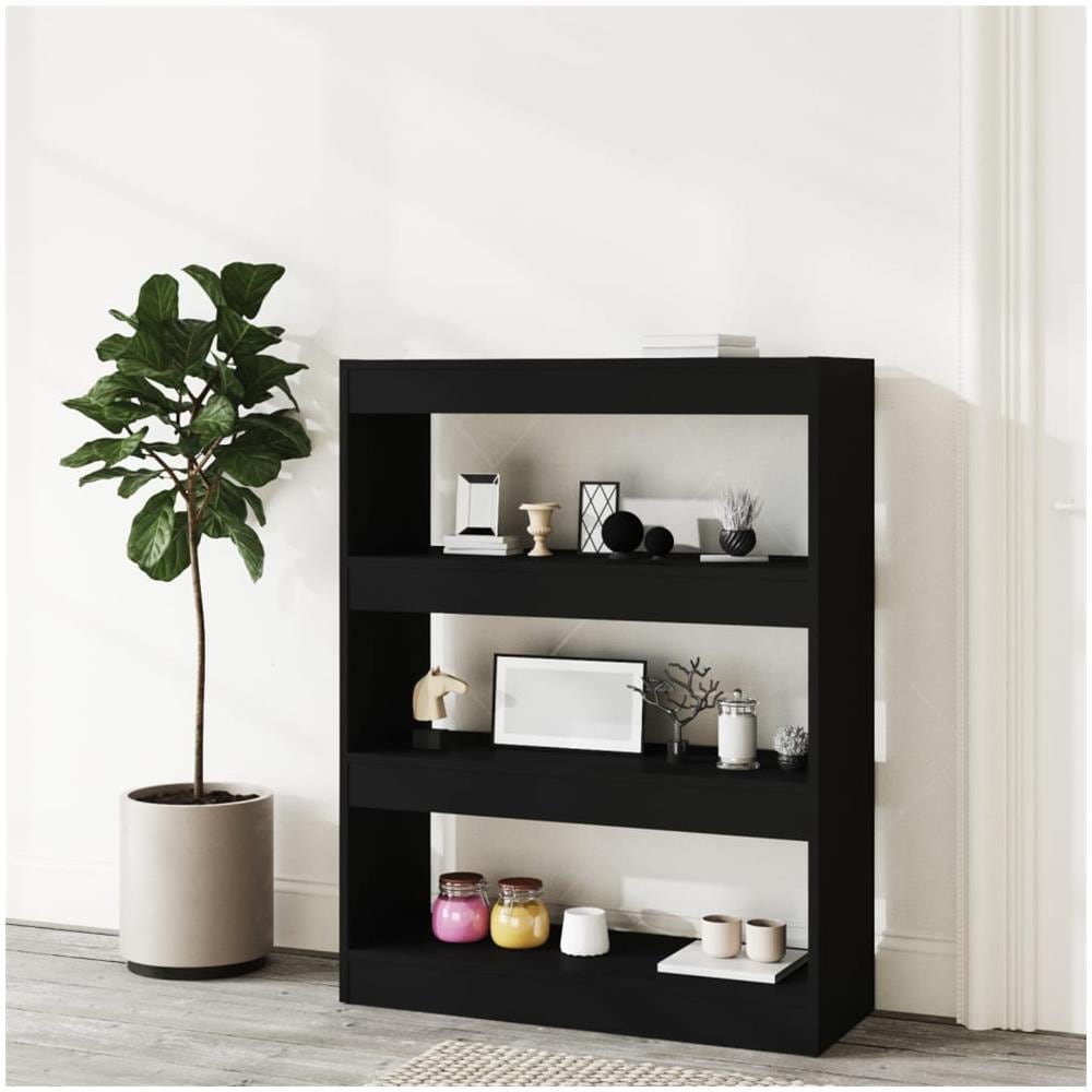 Libreria / divisorio Nero 80x30x103 Cm In Legno Multistrato - Foto 3