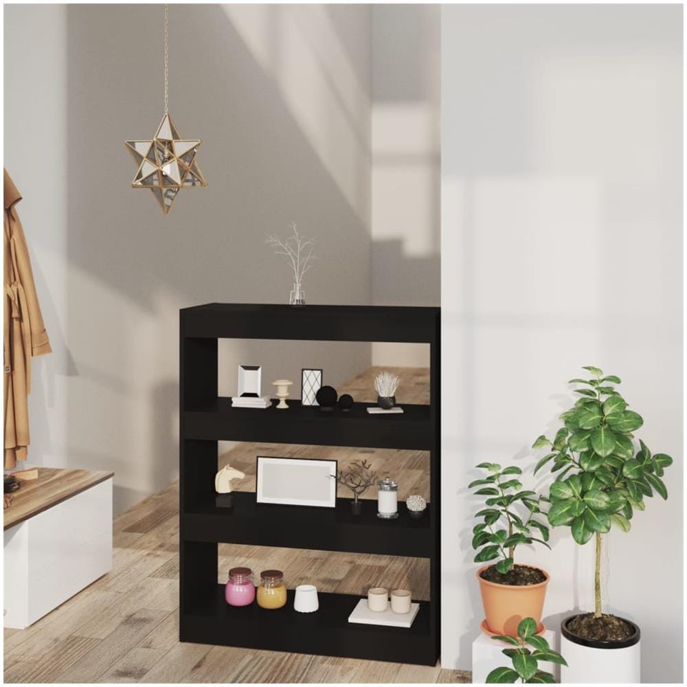 Libreria / divisorio Nero 80x30x103 Cm In Legno Multistrato - Foto 1